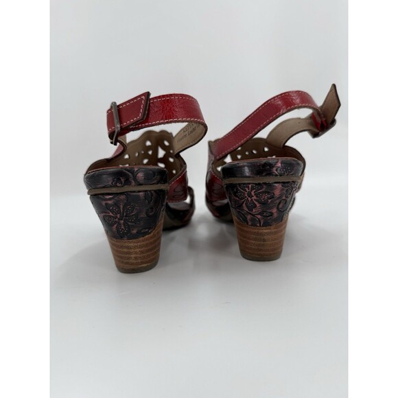 GORGEOUS L’artiste by Spring Step Ketta Red Leather Heeled Open Toe Sandals 38 - Picture 8 of 9